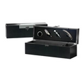 Wine Accessories Gift Set in Black Wooden Box w/Metal Plate